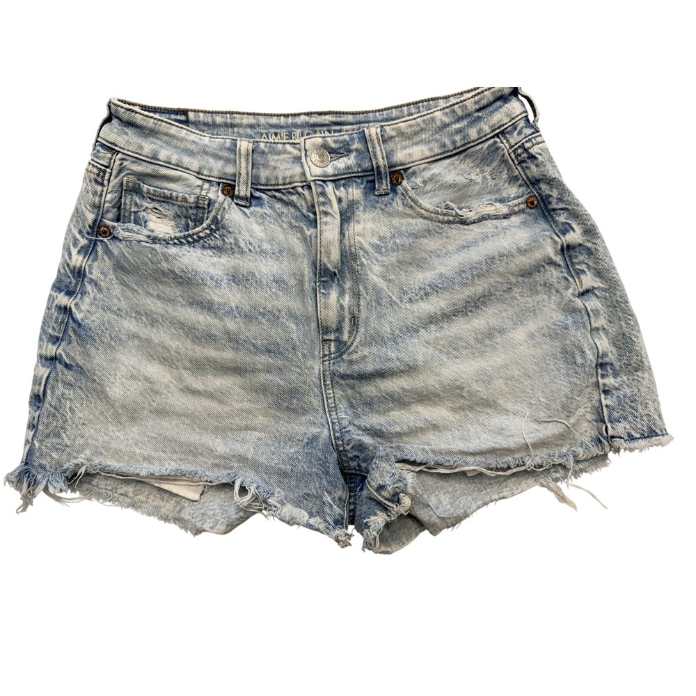 American Eagle Shorts Womens 4 Blue Mom High Rise Denim Cutoff‎ Raw Hem